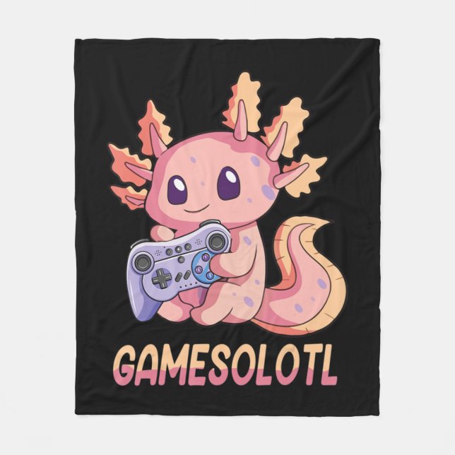 Gamesolotl Axolotl Video Gamer Kawaii Pastel Goth Fleecefilt (Framsidan)
