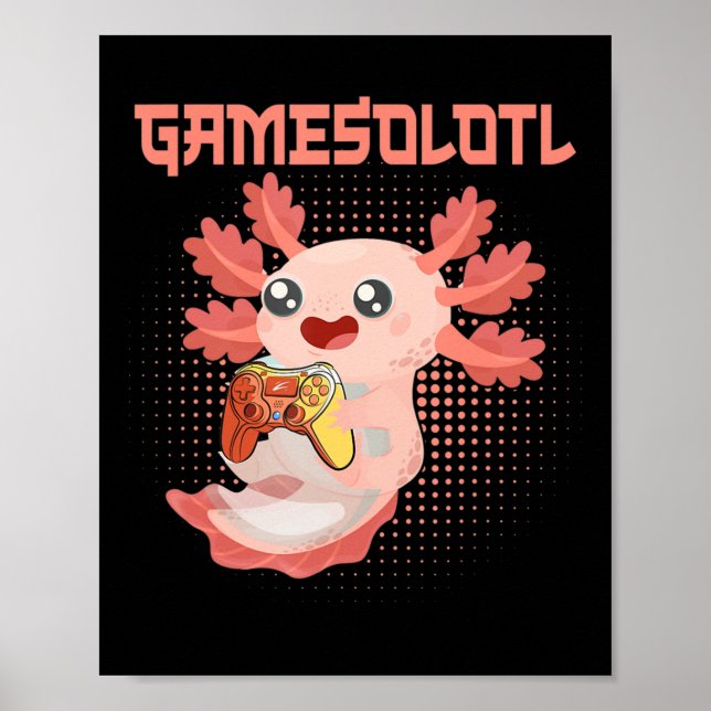 Gamesolotl Axolotl Video Gamer Kawaii Pastel Goth Poster (Framsidan)