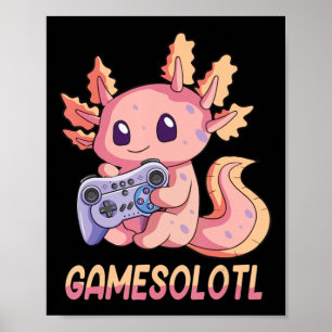 Gamesolotl Axolotl Video Gamer Kawaii Pastel Goth  Poster
