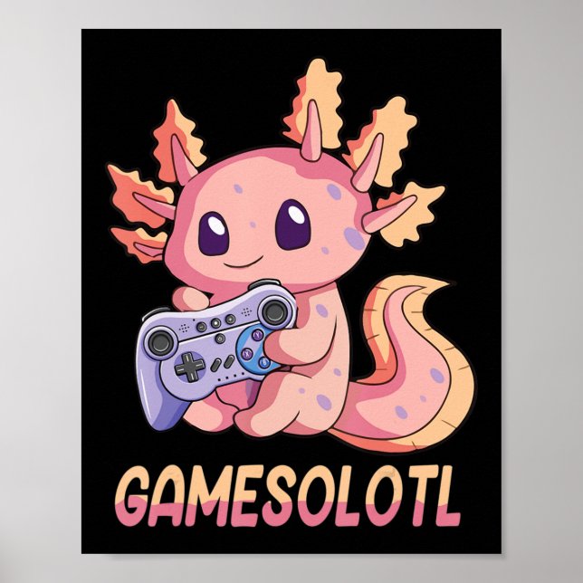 Gamesolotl Axolotl Video Gamer Kawaii Pastel Goth  Poster (Framsidan)