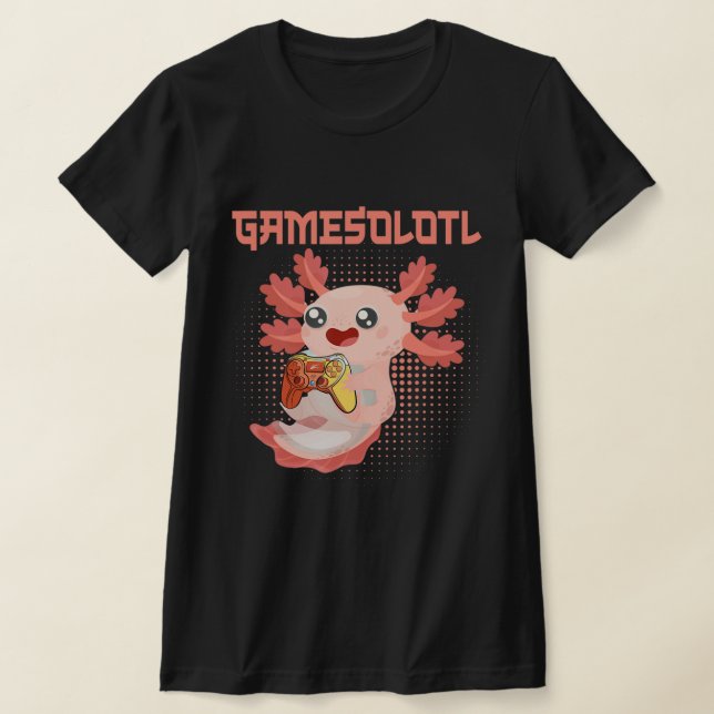 Gamesolotl Axolotl Video Gamer Kawaii Pastel Goth T Shirt (Laydown)