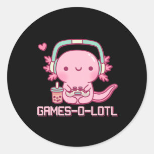 Gamesolotl Axolotl Video Games Kawaii Anime Gamer Runt Klistermärke