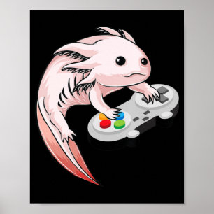 Gamesolotl Axolotl Video Games Kawaii Anime-spel Poster
