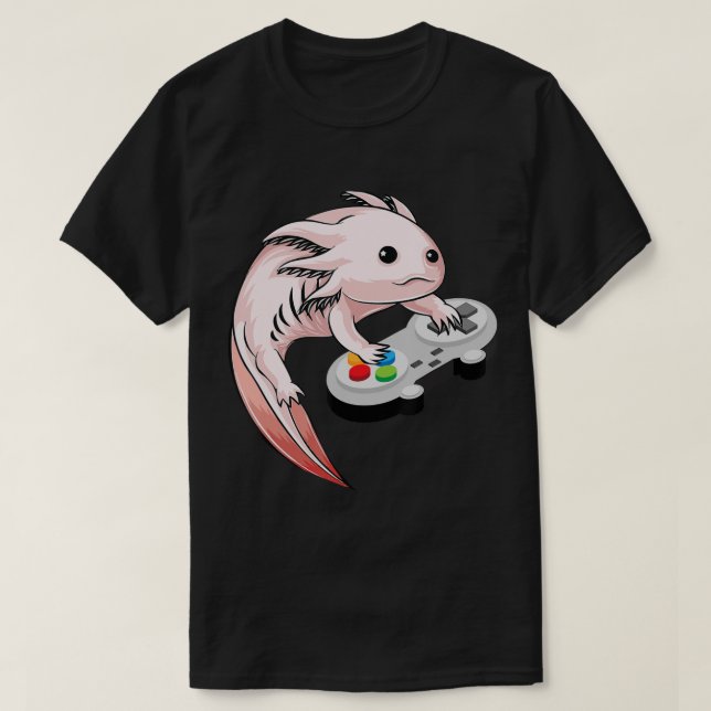 Gamesolotl Axolotl Video Games Kawaii Anime-spel T Shirt (Design framsida)