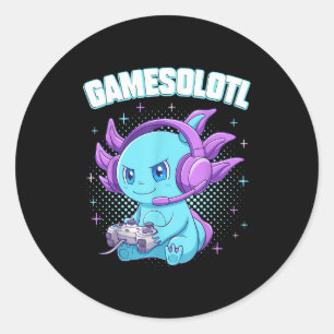 Gamesolotl Axolotl Videospelare Kawaii Animepresen Runt Klistermärke