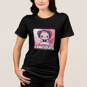 Gamesolotl - Cute Axolotl Gamer med headset T Shirt