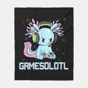 Gamesolotl Cute Axolotl Video Gamer Kawaii Anime B Fleecefilt