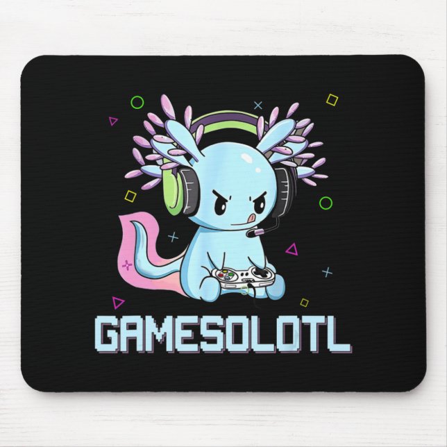 Gamesolotl Cute Axolotl Video Gamer Kawaii Anime B Musmatta (Framsidan)