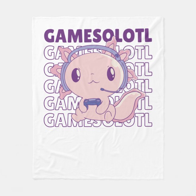 Gamesolotl Funny Axolotl Ord Game for Gamers Fleecefilt (Framsidan)