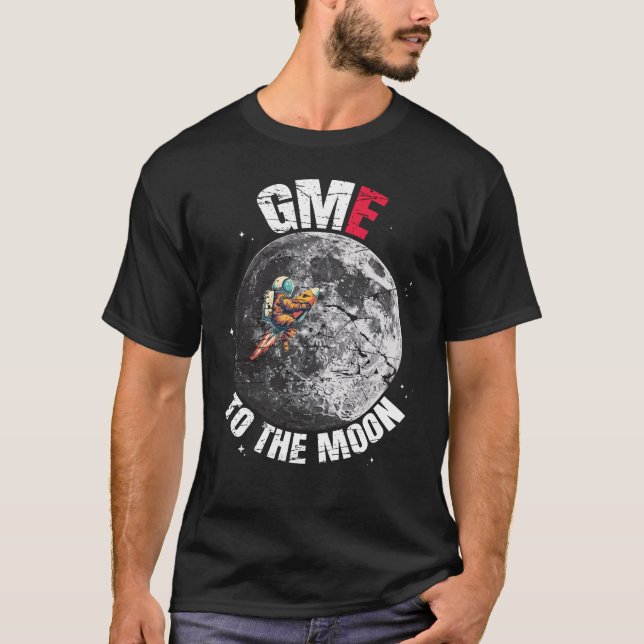 Gamestop till Måne GME Meme lagrar T Shirt (Framsida)