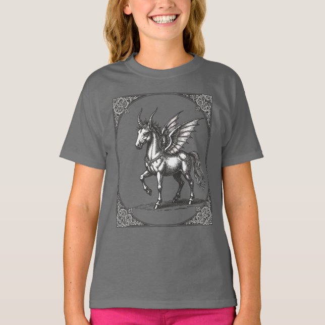 Gamigins infernaliska hovar, himmelska vingar t shirt (Framsida)