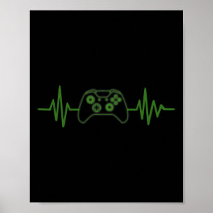 Gaming 365 Gamer Heartbeat T-shirt För Videospel Poster