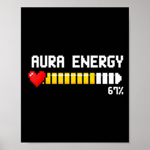 Gaming 67 Aura Energi 67 Procent Meme Gamer Retro Poster