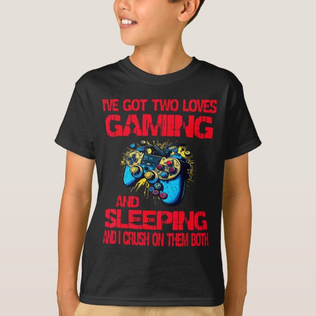 Gaming And Sleeng Gamer Valentines Day Boys Kids  T Shirt (Framsida)