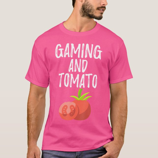 Gaming And Tomato For Gamer And Gardening Lover T Shirt (Framsida)