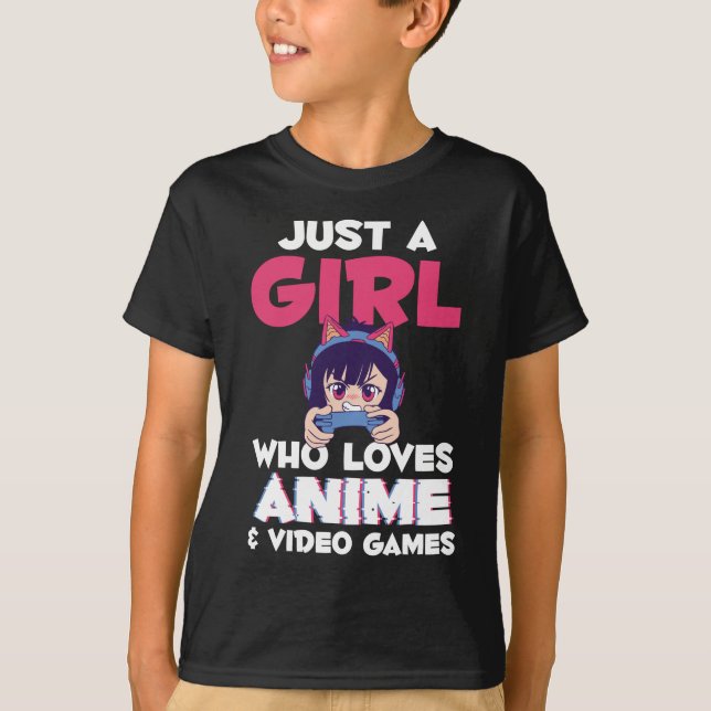 Gaming Anime Japansk Girl Manga Otaku Kids T Shirt (Framsida)