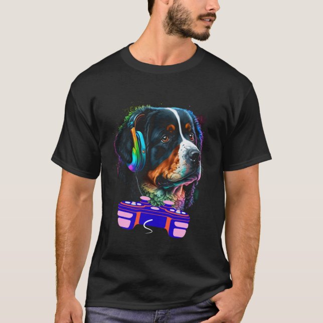 Gaming Bernese Mountain Dog Player Video Gamer  Me T Shirt (Framsida)