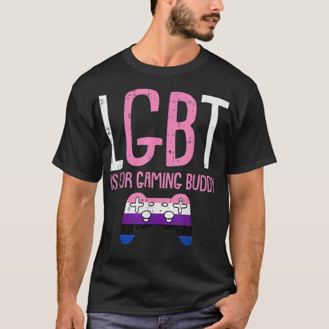 Gaming Buddy LGBTQ Funny Genderfluid Pride Flag Al T Shirt (Framsida)