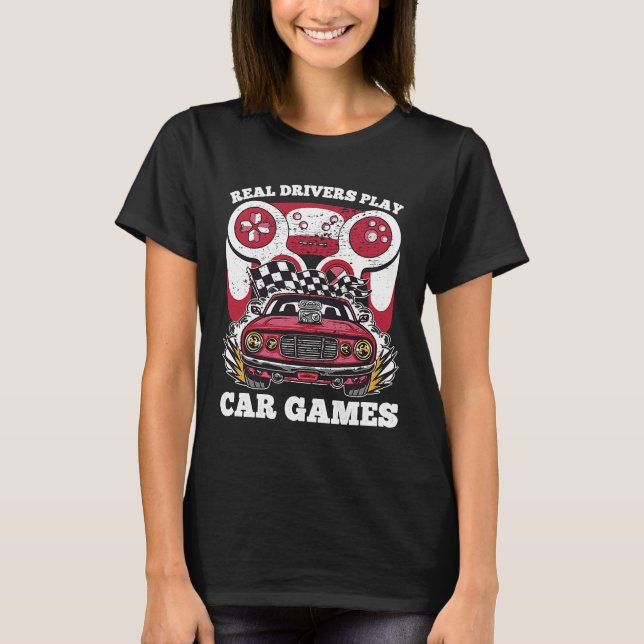 Gaming Car Racing Gamer Video Game Controller Boys T Shirt (Framsida)