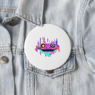 Gaming controller pixelated badge rond 10cm knapp