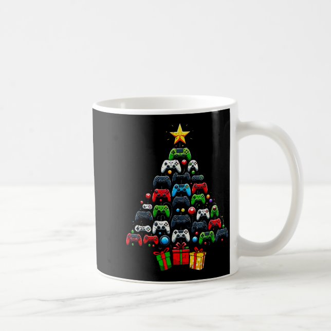 Gaming Controllers Christmas Tree Funny Gamer Boys Kaffemugg (Höger)