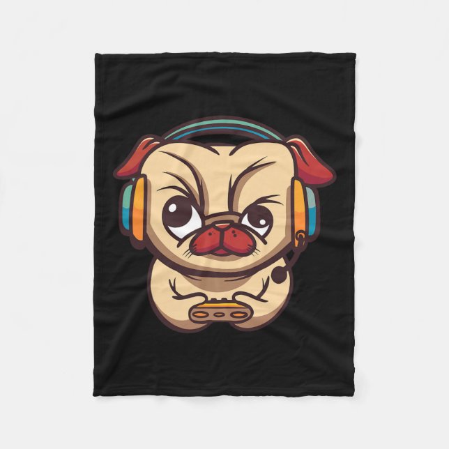 Gaming Dog Videospel Pc Dator Videospel  Fleecefilt (Framsidan)
