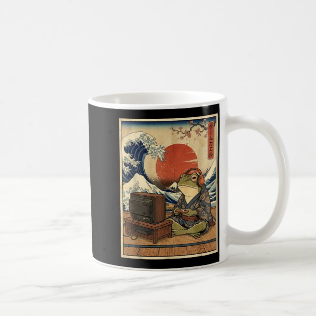 Gaming Frog Art Ukiyo-e Japanese Gamer Anime Men W Kaffemugg (Höger)