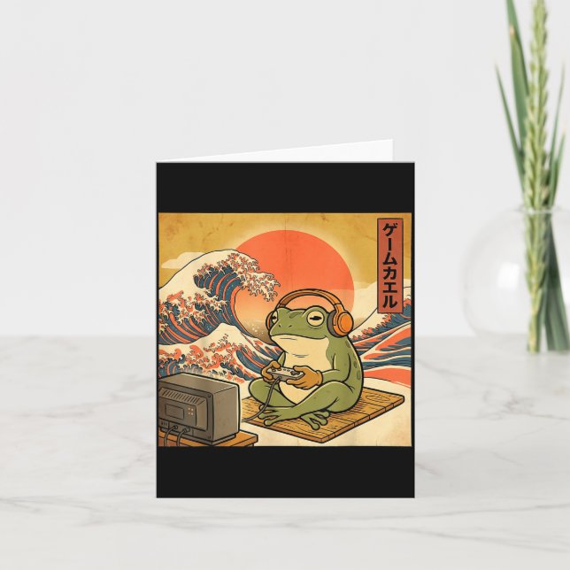 Gaming Frog Art Ukiyo-e Japanese Gamer Anime Men W Kort (Framsida)