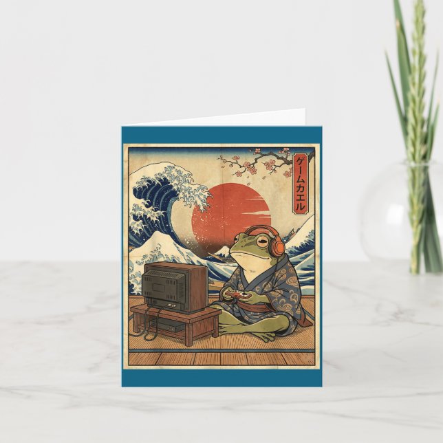 Gaming Frog Art Ukiyo-e Japanese Gamer Anime Men W Kort (Framsida)