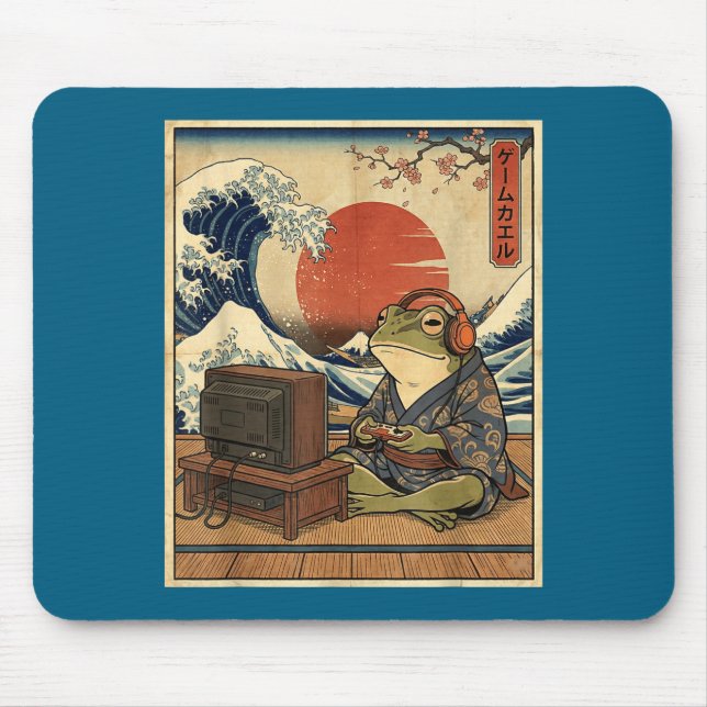 Gaming Frog Art Ukiyo-e Japanese Gamer Anime Men W Musmatta (Framsidan)