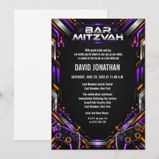 Gaming Gamer Bar Mitzvah Anpassad Inbjudningar