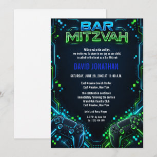 Gaming Gamer Bar Mitzvah Anpassad Inbjudningar