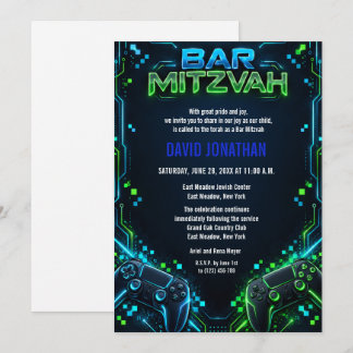 Gaming Gamer Bar Mitzvah Anpassad Inbjudningar