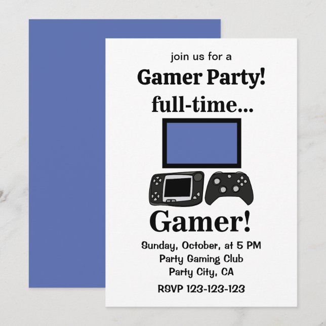 Gaming Gamer Funny Gamer Party Inbjudningar (Fram/baksida)