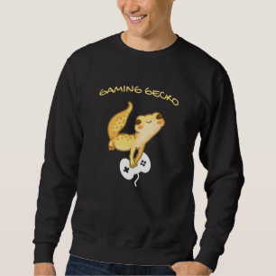 Gaming Gecko Boy Gamer Gift Gekko Manar Lizard Lång Ärmad Tröja