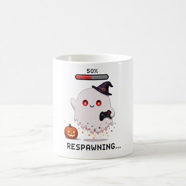 Gaming Ghost Halloween Återupplivas Kaffemugg (Center)