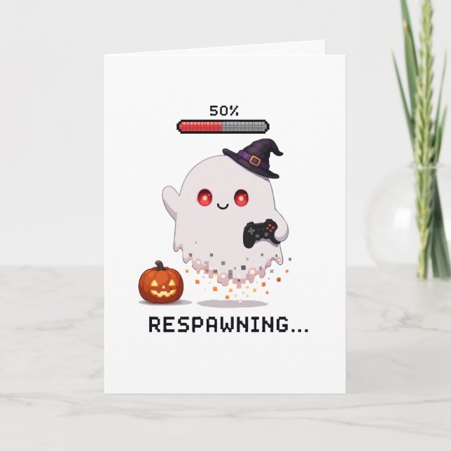 Gaming Ghost Halloween Återupplivas Kort (Framsida)