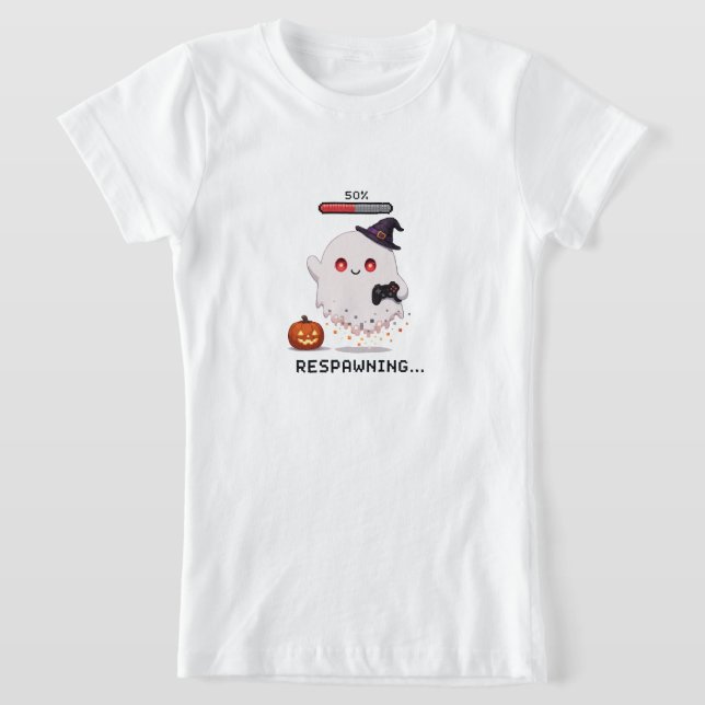 Gaming Ghost Halloween Återupplivas T Shirt (Laydown)