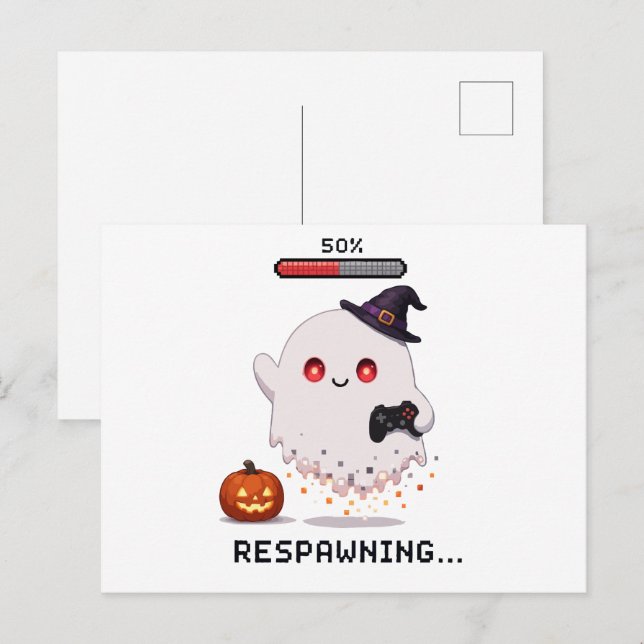 Gaming Ghost Halloween Återupplivas Vykort (Fram/baksida)