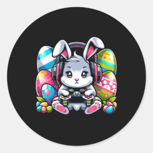 Gaming Glad påsk Day Bunny Egg Funny Boys Kids Runt Klistermärke