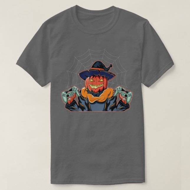 Gaming Halloween Skeleton Jack o lantern Gamer Boy T Shirt (Design framsida)