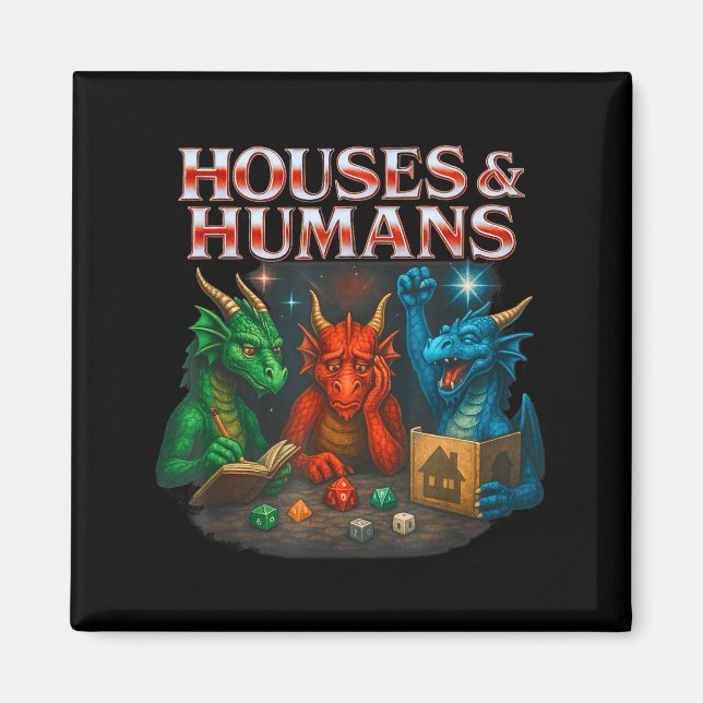 Gaming Houses And Humans Funny Game Rpg Gamer Men  Magnet (Framsidan)