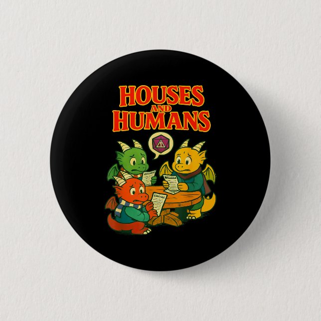 Gaming Houses And Humans Funny Rpg Gamer Men Boys  Knapp (Framsida)