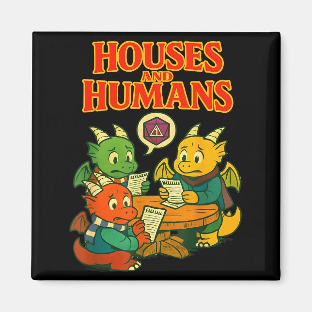 Gaming Houses And Humans Funny Rpg Gamer Men Boys  Magnet (Framsidan)
