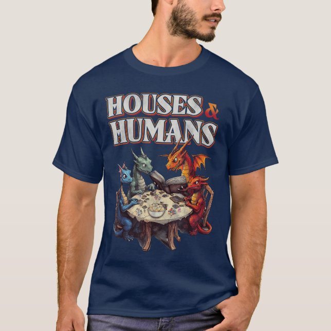Gaming Houses Humans Funny RPG Parody Gamer Men Bo T Shirt (Framsida)