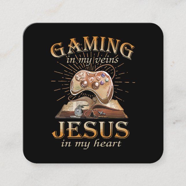Gaming i mina ådror Jesus i mitt hjärta Fyrkantigt Visitkort (Framsida)