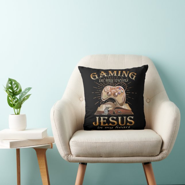 Gaming i mina ådror Jesus i mitt hjärta Kudde (Stol)