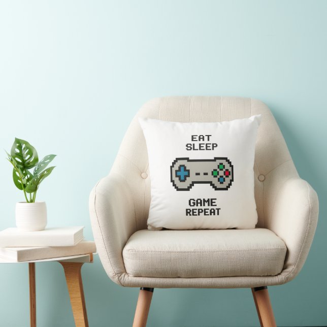 Gaming Kastkudde – Pixel Art Gamer Rum Inredning Kudde (Stol)