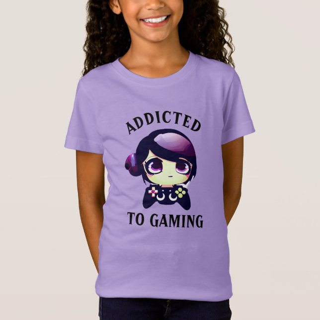 Gaming Kawaii Anime Girl Gamer T Shirt (Framsida)