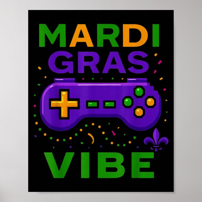 Gaming Mardi Gras-stämning Retro TV-spelskontroll Poster (Framsidan)